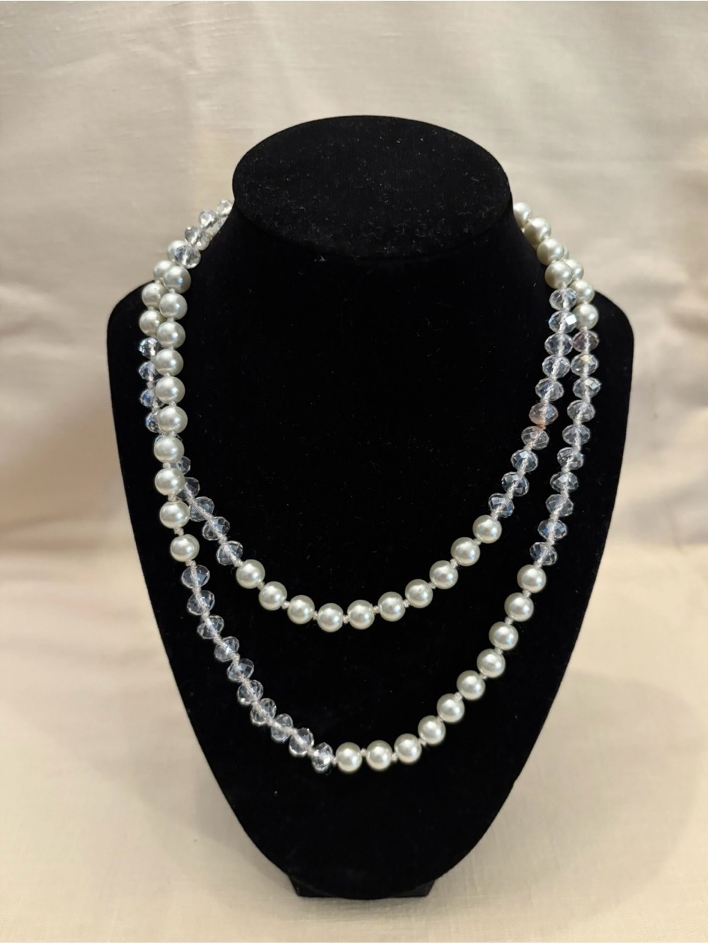 Classic Pearl and Crystal Layered Necklace - White